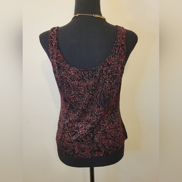 Alex Evenings Petite Vintage Red Sparkly Paisley Jacket Set Sz Petite Medium - Picture 6 of 12